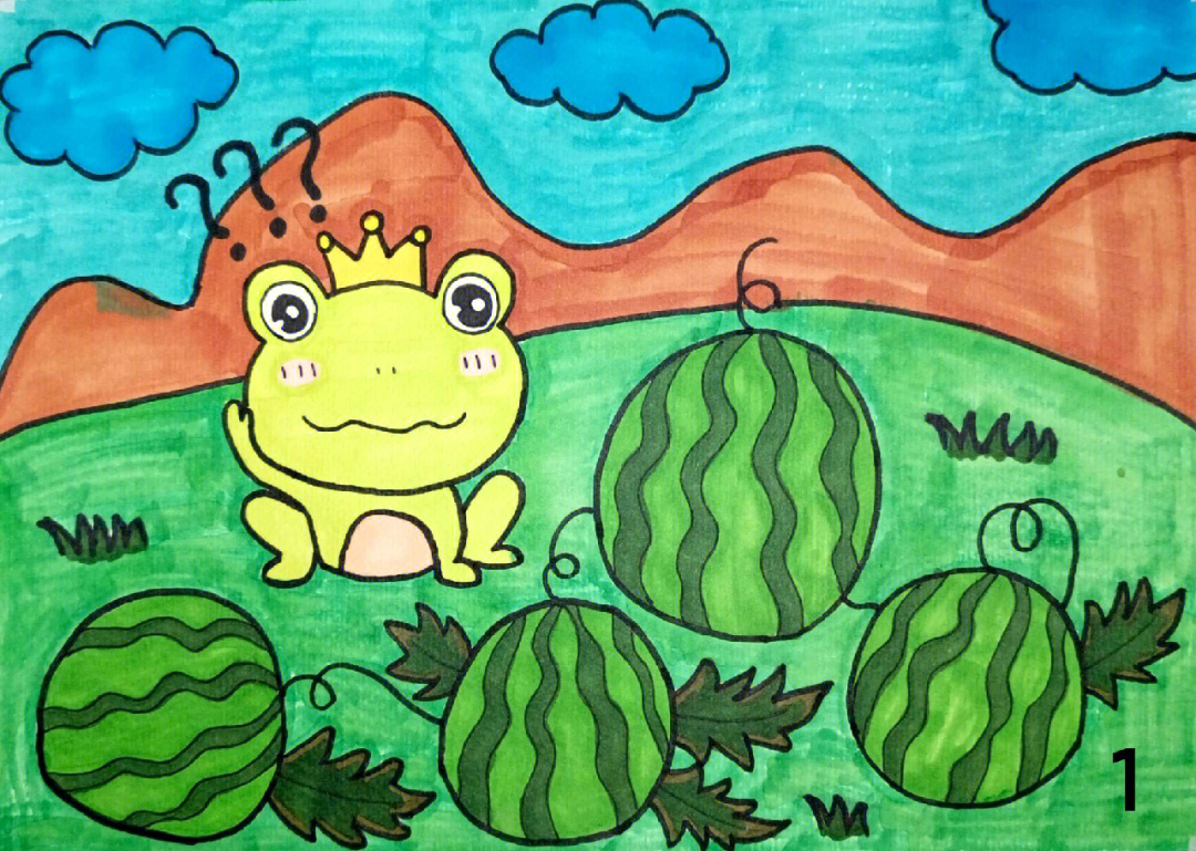 儿童绘本故事创编小青蛙吃西瓜