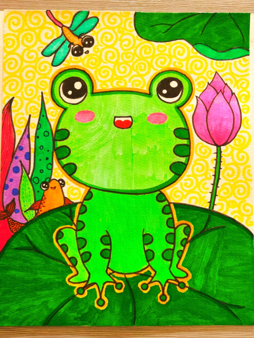 青蛙画画 简单图片