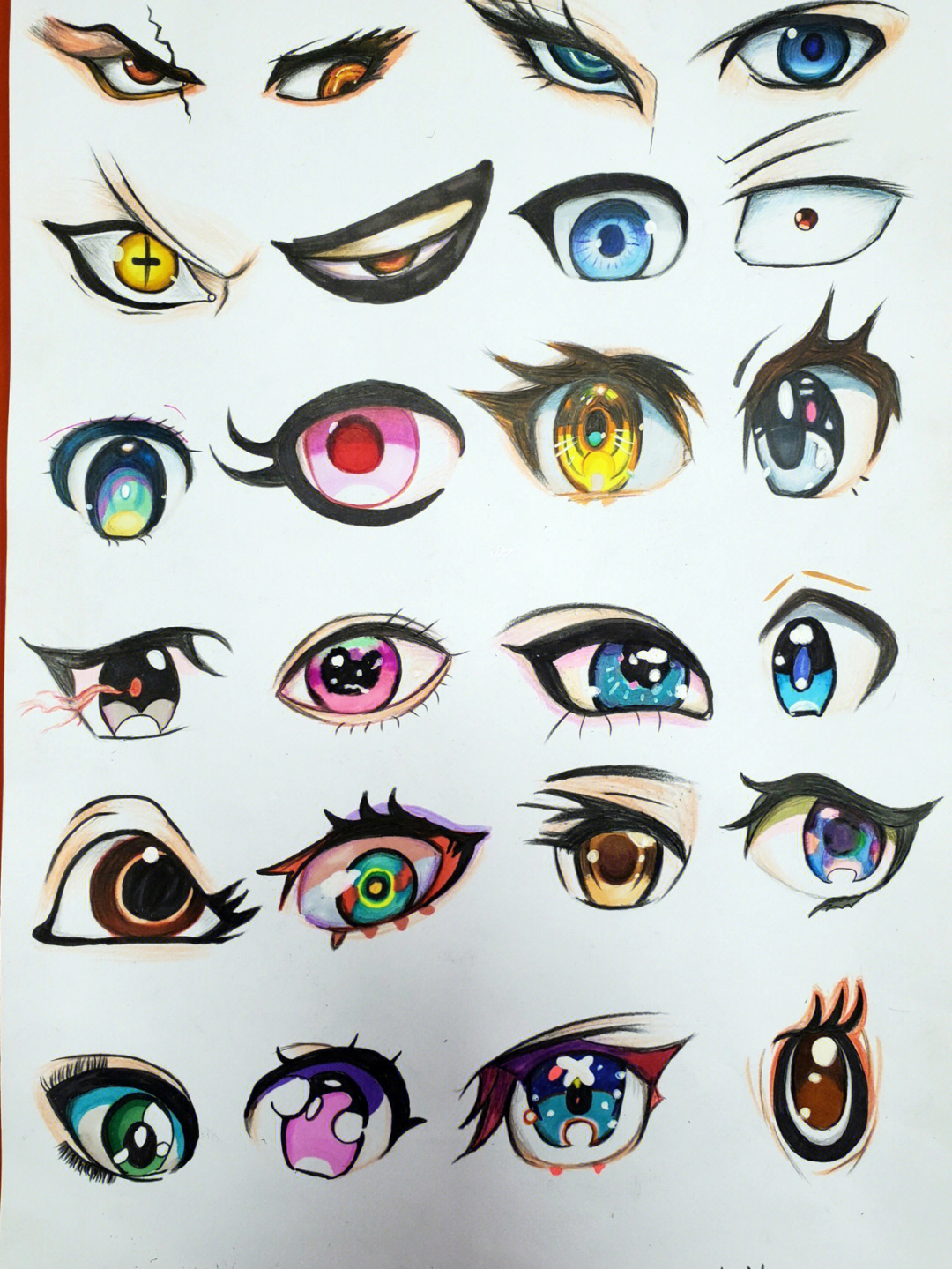 24种不同少儿美术常用动漫手绘马克笔眼睛