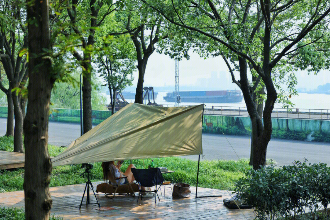 杭州沿江湿地公园露营图片