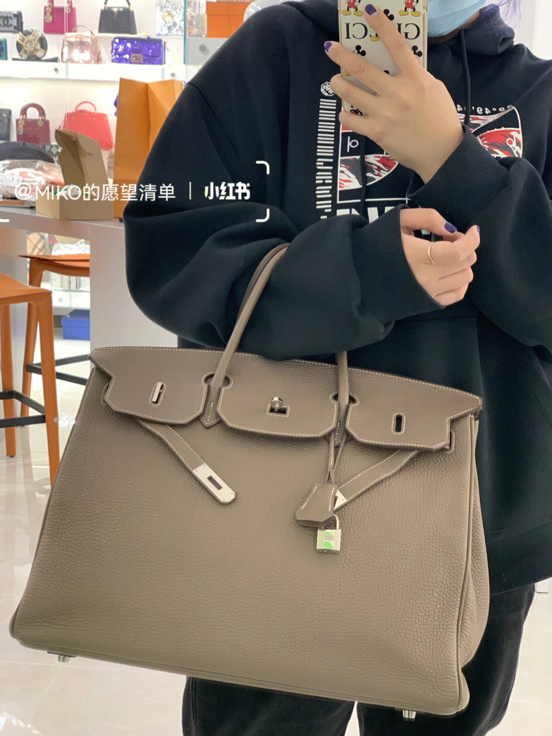 爱马仕birkin40大象灰