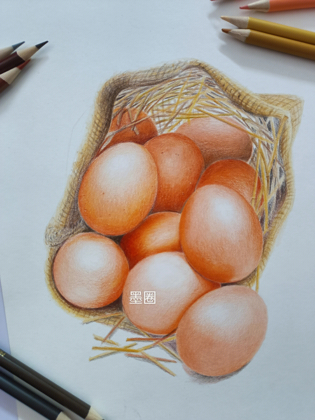 彩铅画鸡蛋图片