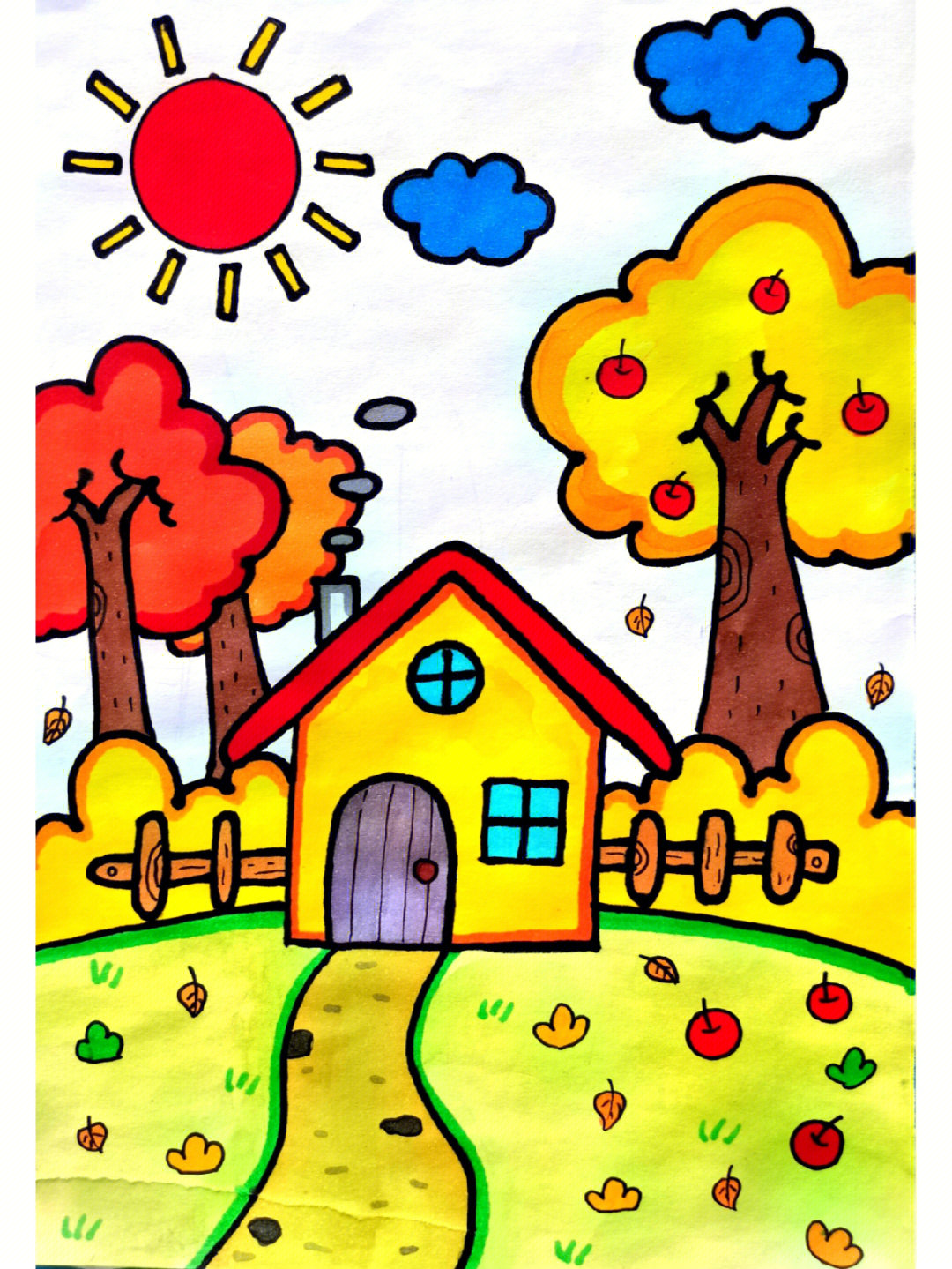 儿童简易画房子图片
