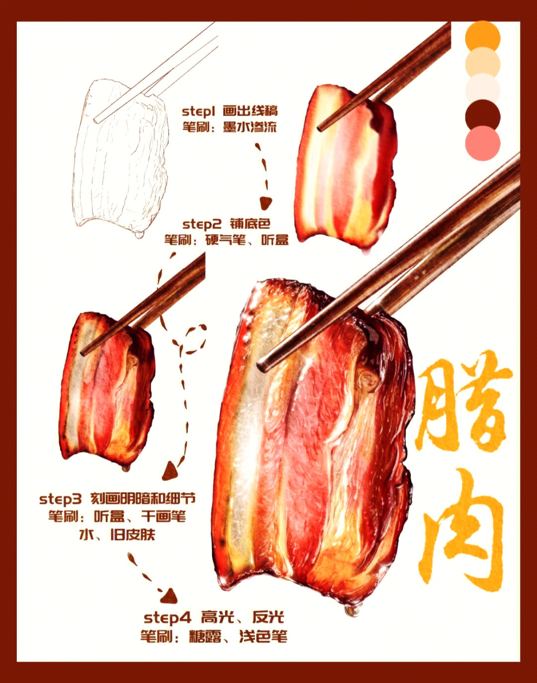 腊肉的画法步骤图片