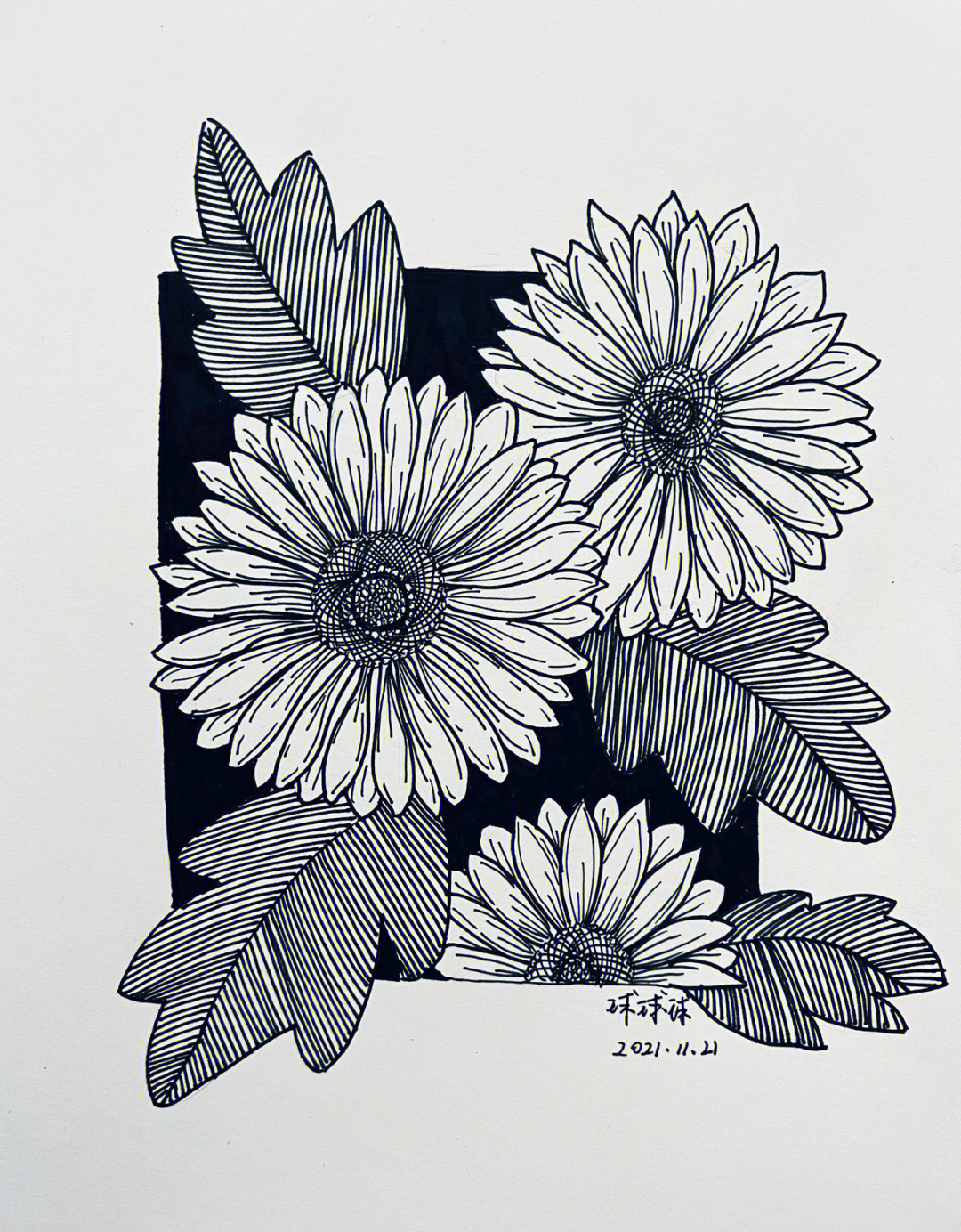 黑白装饰画高级花纹图片