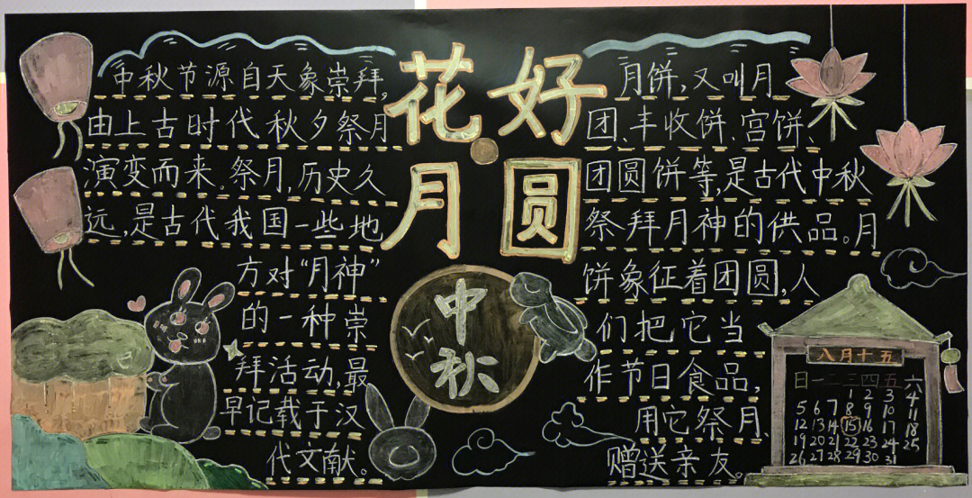 中秋节为主题的黑板报图片