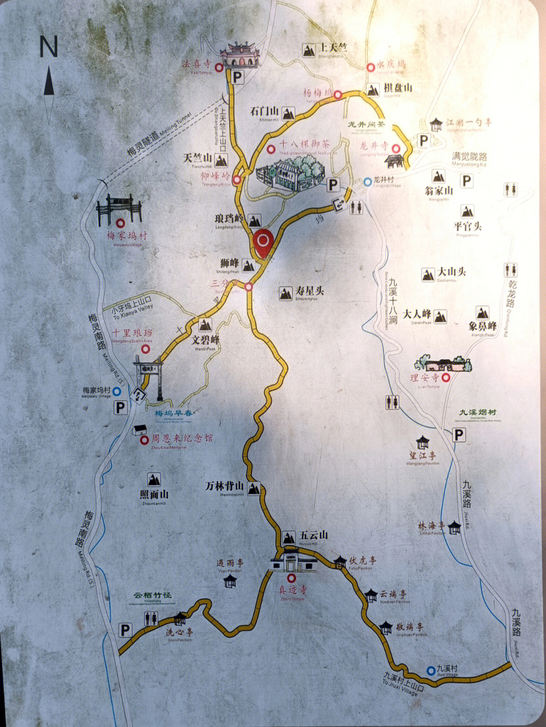 西湖爬山路线地图图片