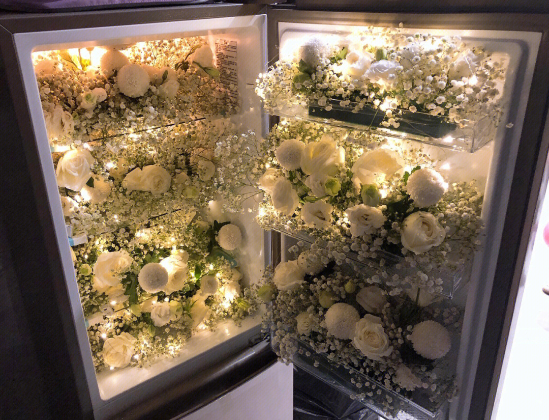 求婚冰箱鲜花布置