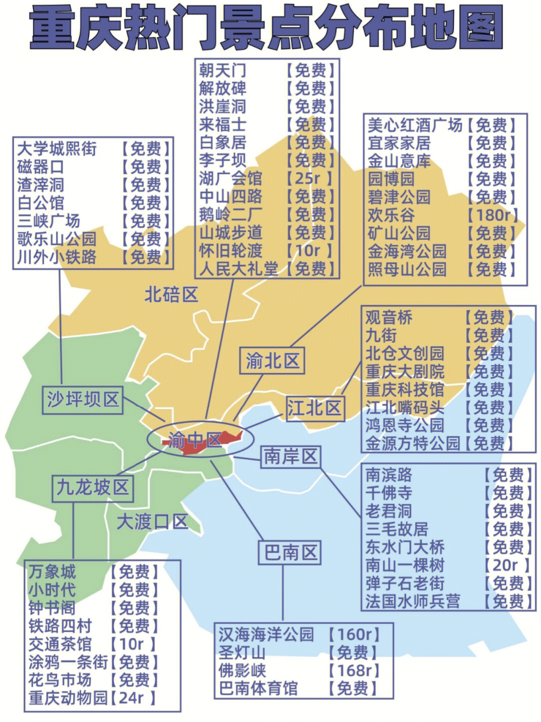 重庆市区景点分布图图片