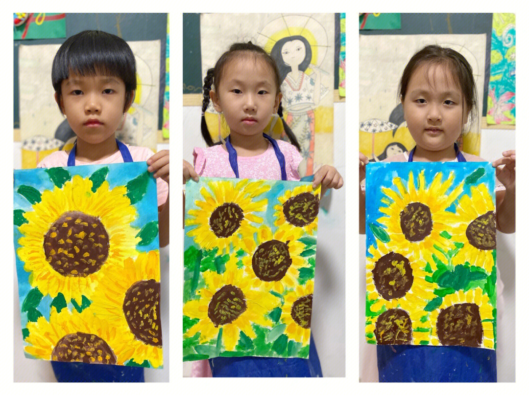 儿童水粉画向日葵