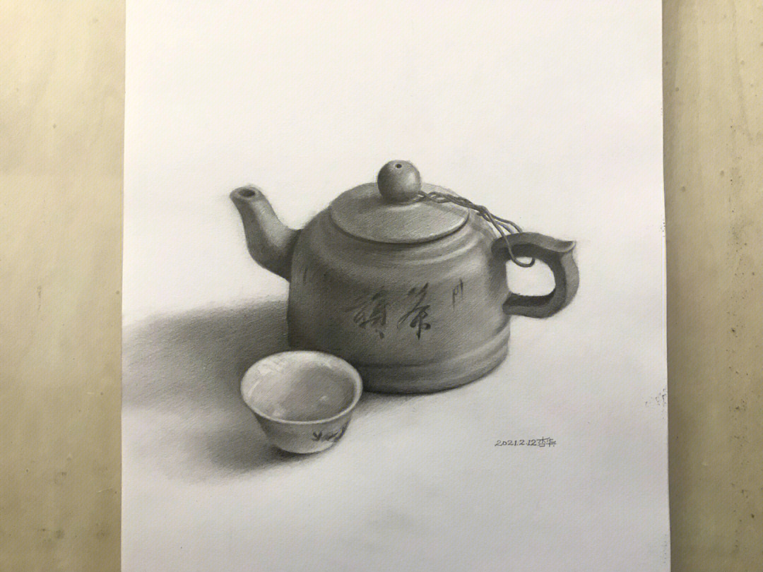 茶具素描画图片