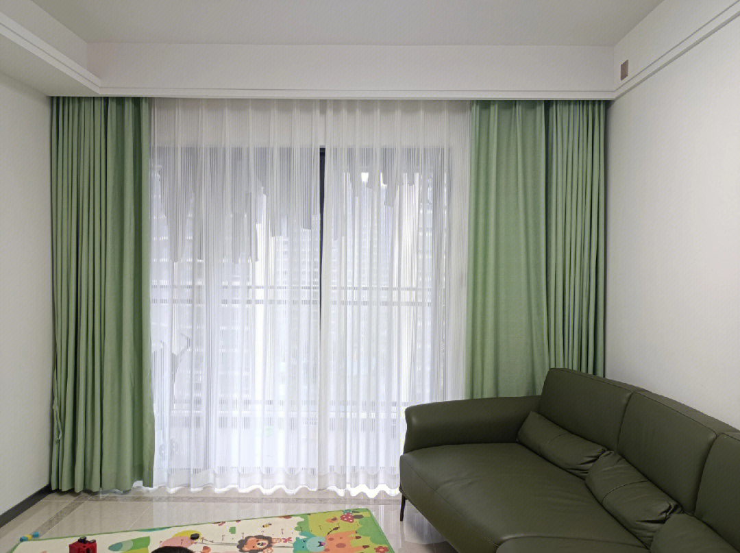 墨绿沙发配窗帘效果图图片
