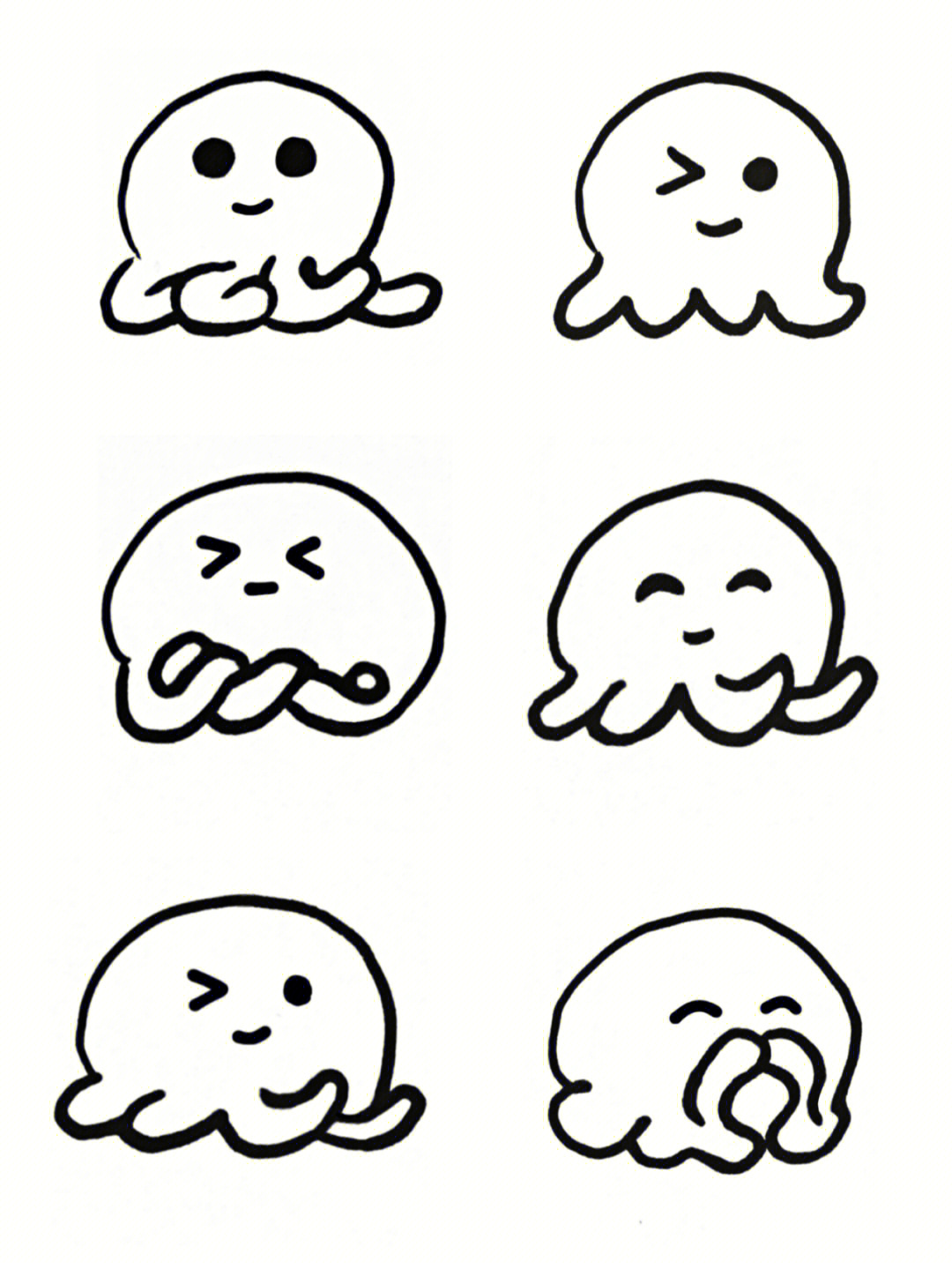 极简手绘表情动物可爱小章鱼