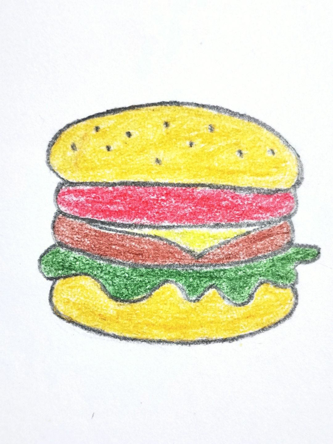 汉堡包简笔画彩色图片