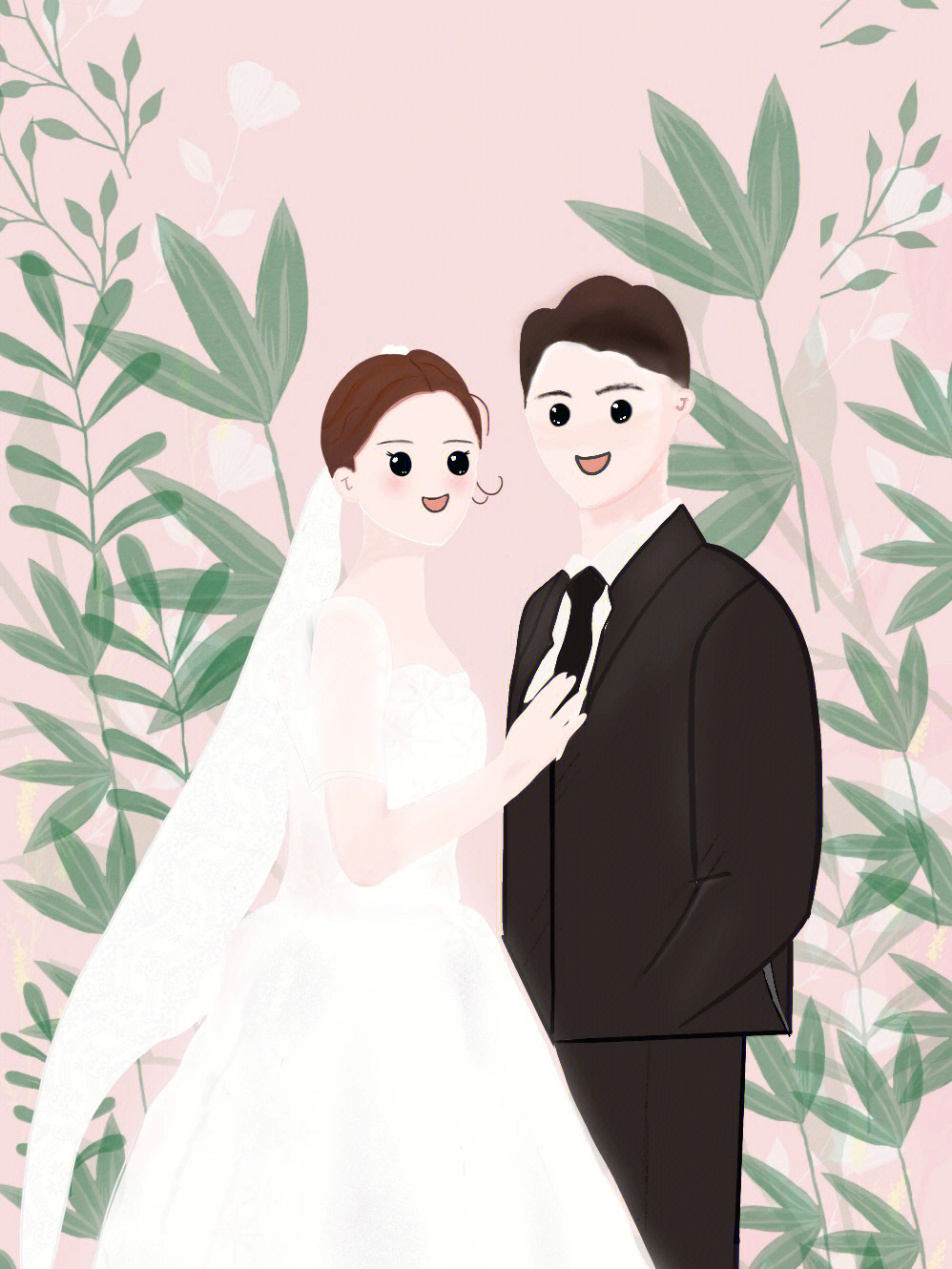 白送婚纱情侣插画照片头像