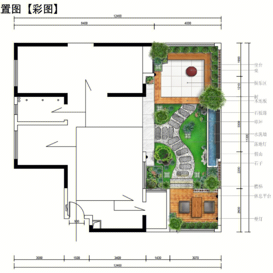 庭院树木种植布局图图片