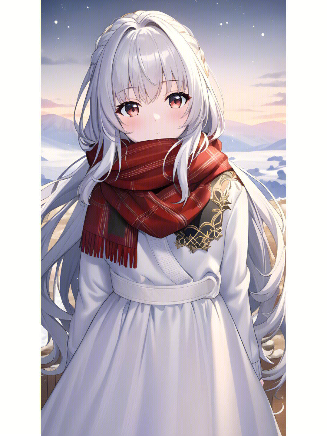 冬季戴围巾的甜蜜女孩动漫二次元绘画人物