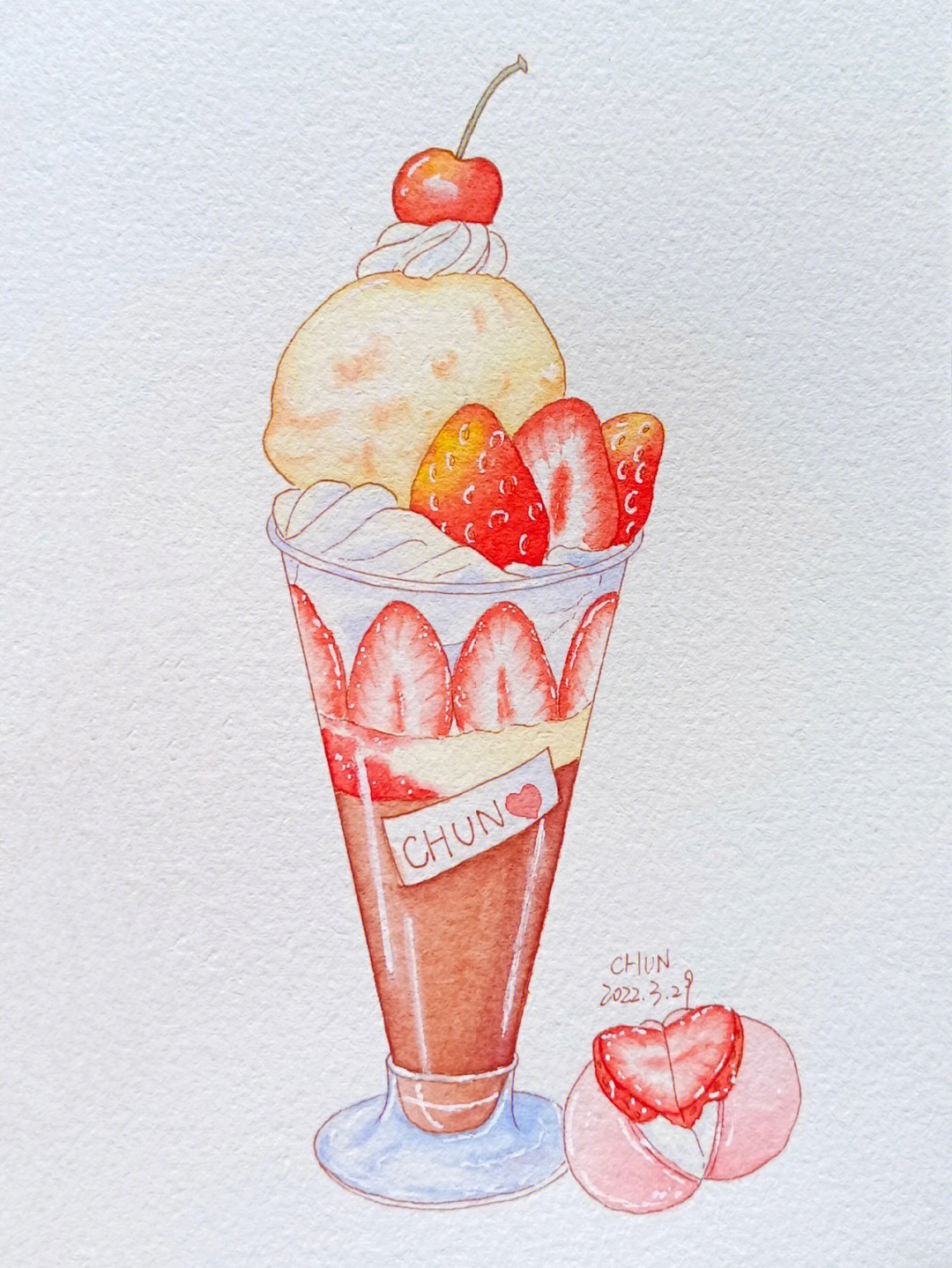冰淇淋水彩画法图片