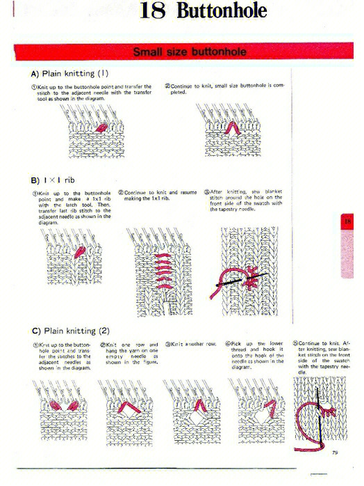 毛衣编织扣眼针法图片