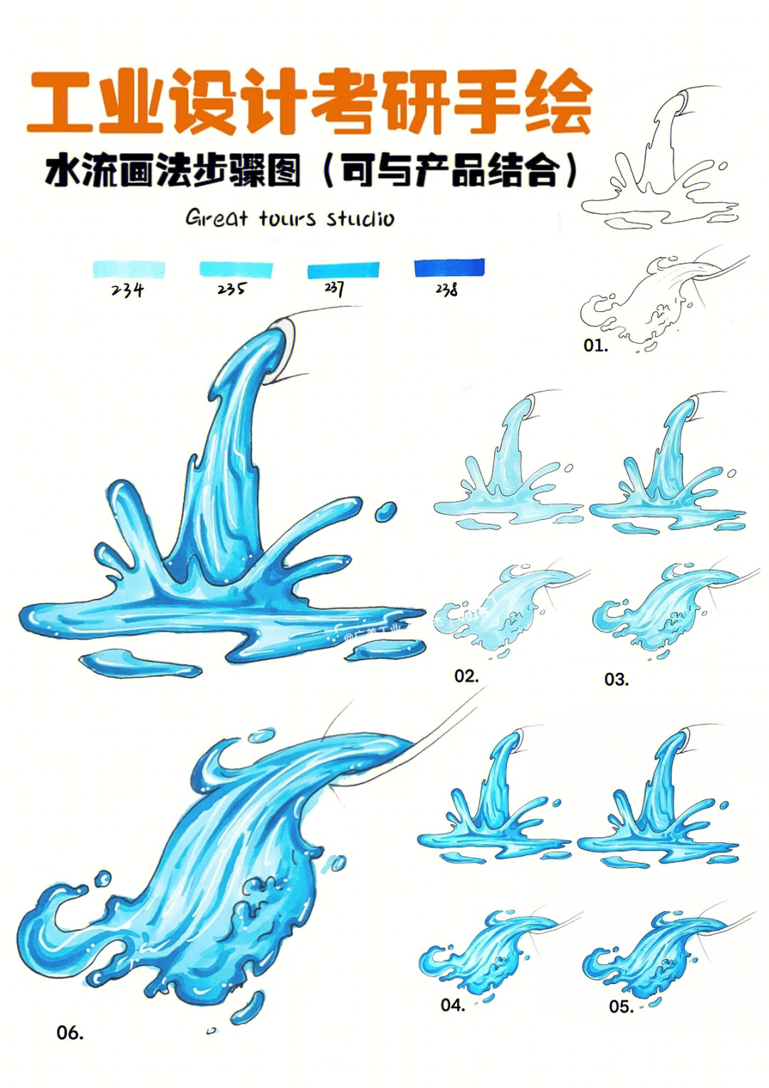 各种水的画法 简单图片