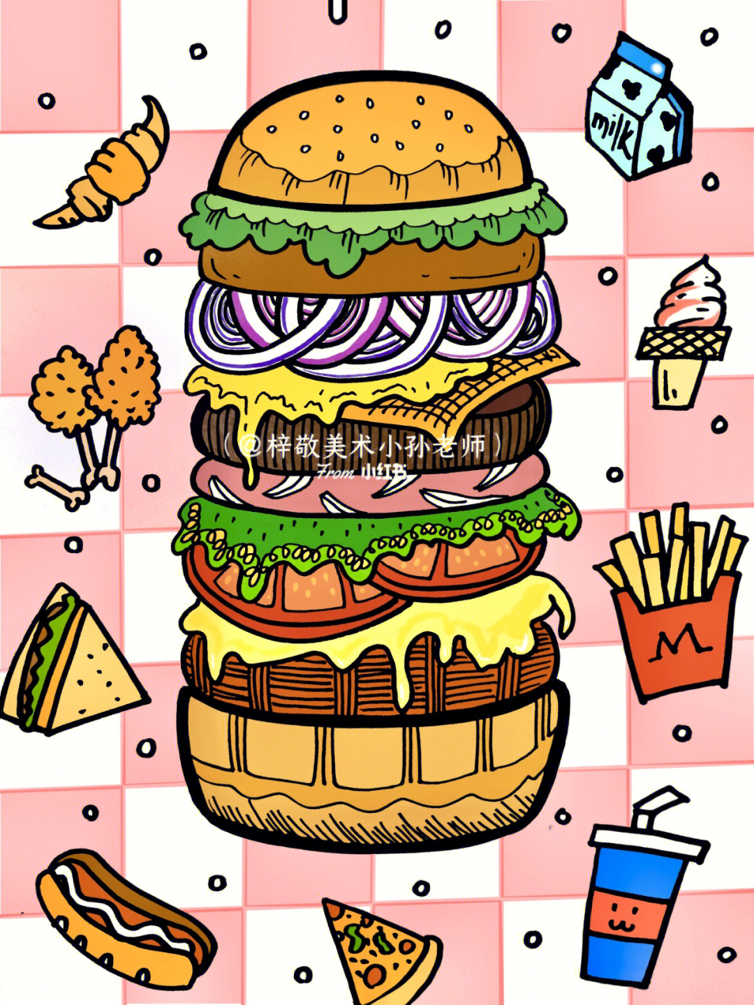 汉堡店怎么画画法图片
