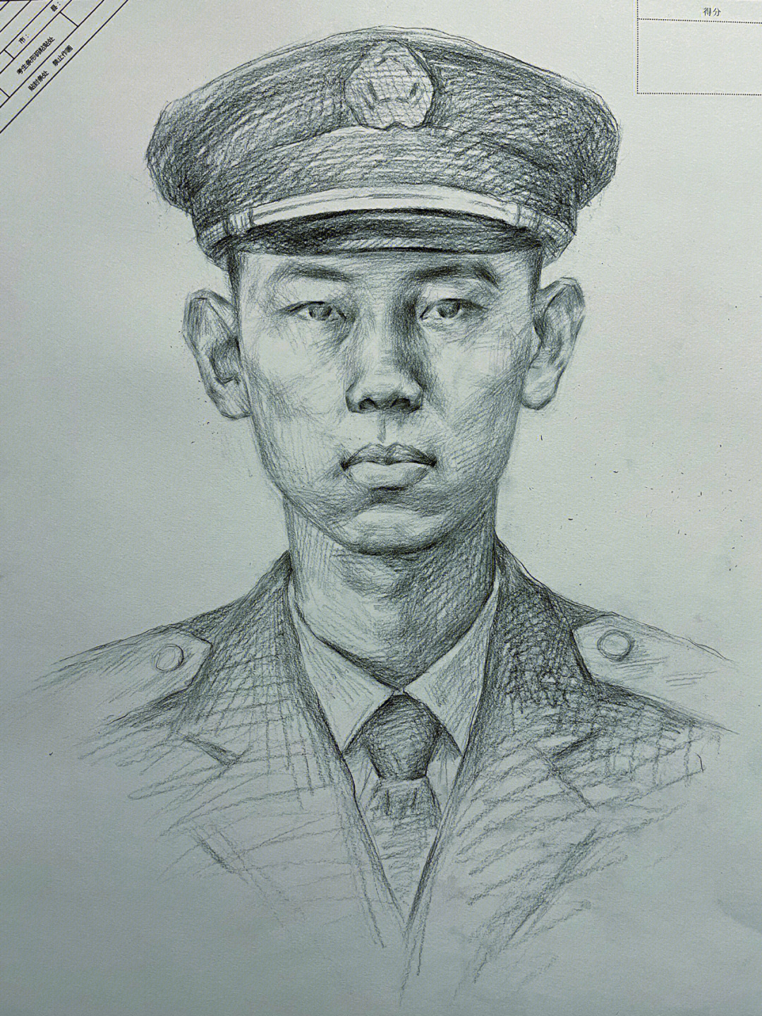 武警战士素描图片