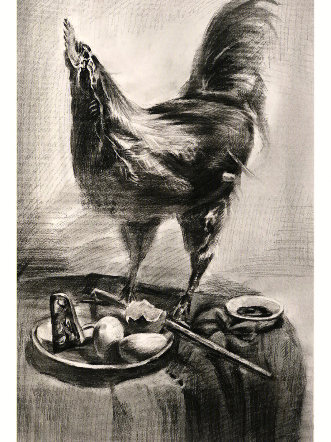 鸡的素描画法图片