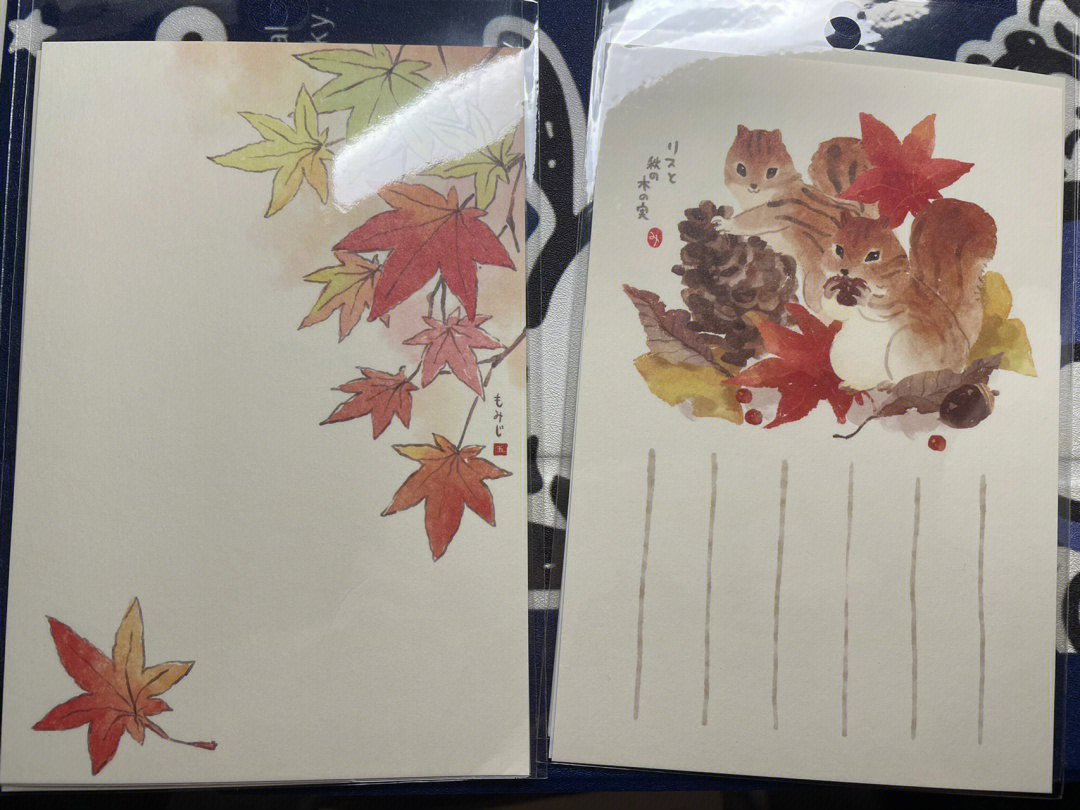 二年级画秋天的明信片图片