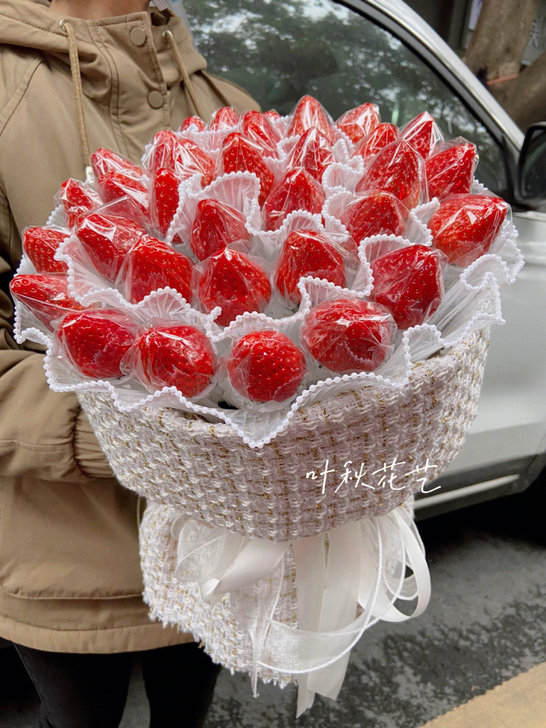草莓花束包装教程图片