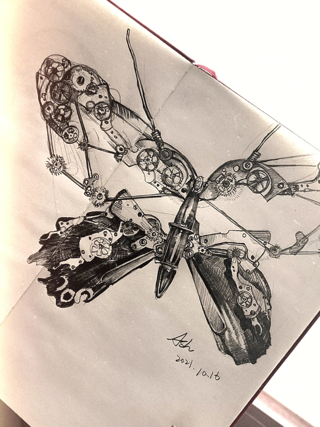 机械蝴蝶手稿图片