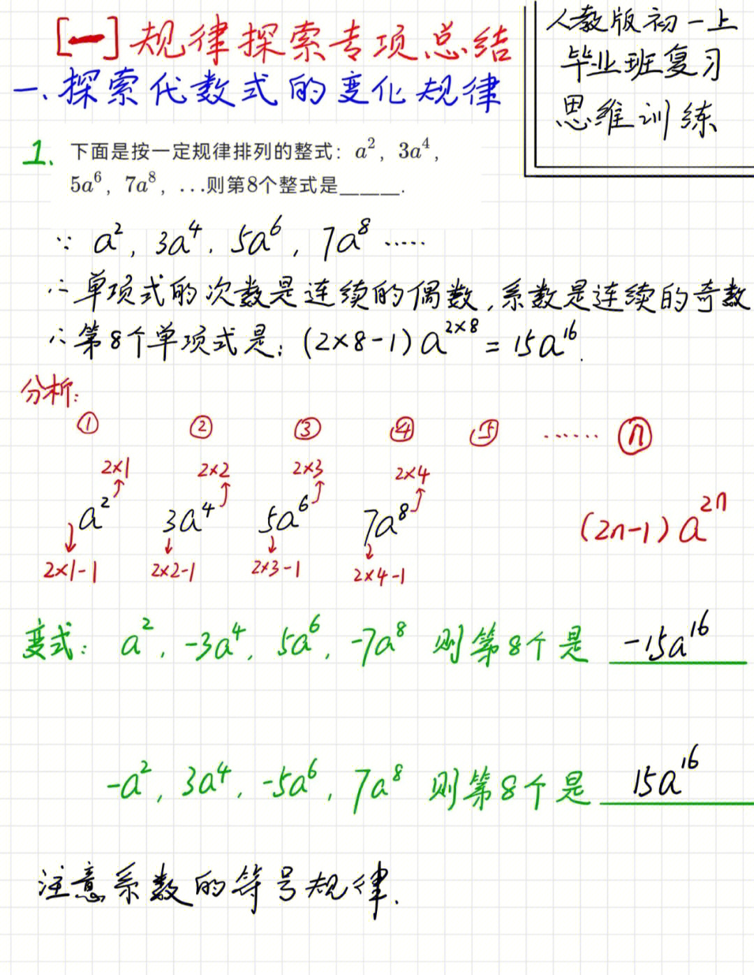 整式的加减有理数规律探索类探索篇