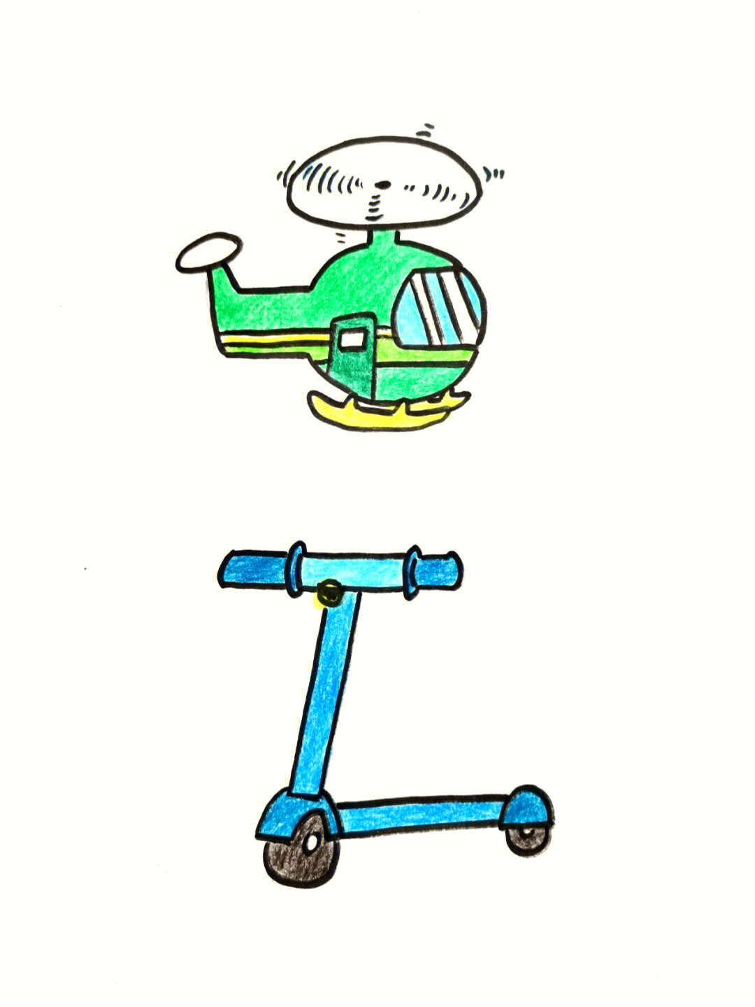 滑板车彩色简笔画图片