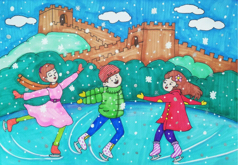 冰雪童话节绘画作品图片