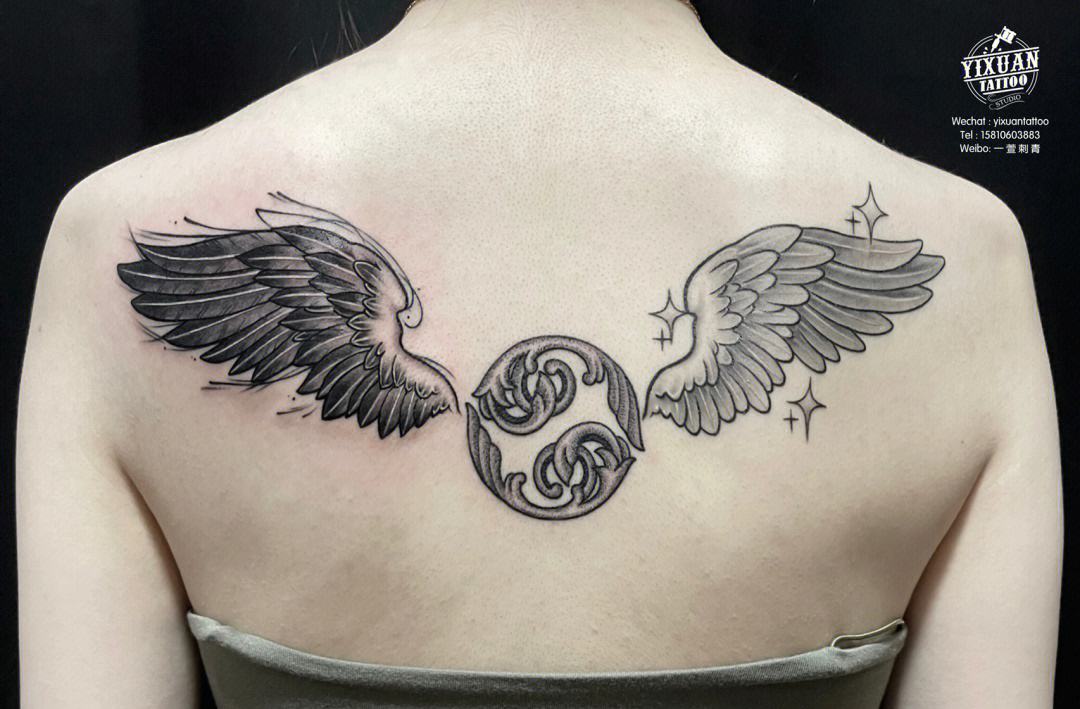 tattoo阴阳翅膀和巨蟹座符号07