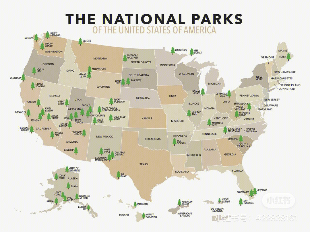 美国国家公园地图分布图片