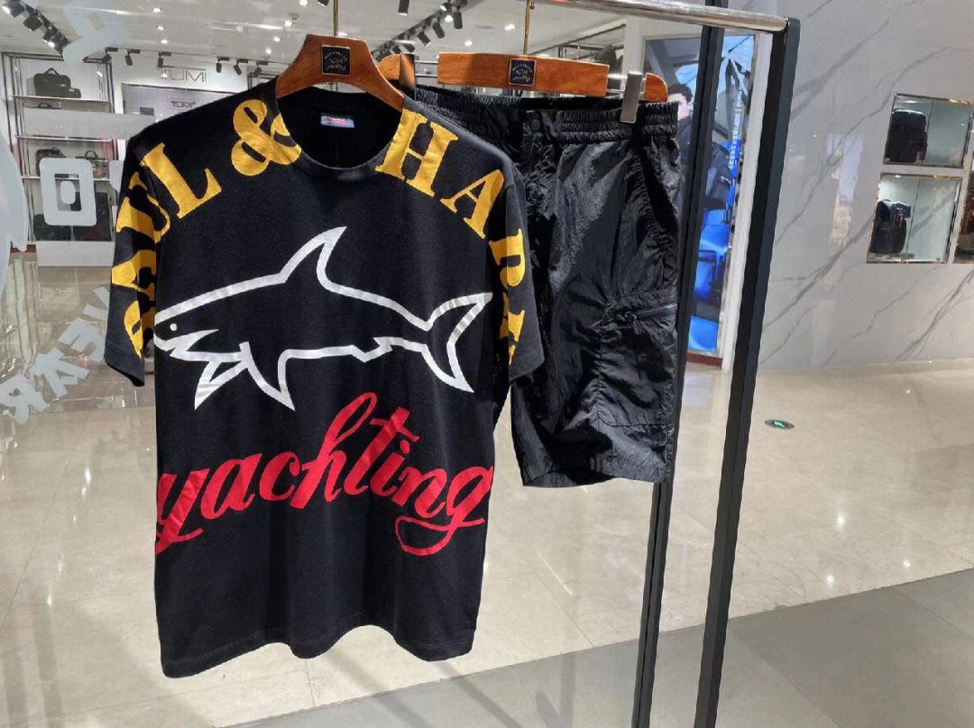 paulshark鲨鱼logo印花短袖