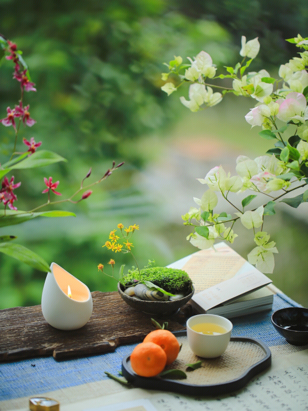 花与茶与书淡雅图片图片