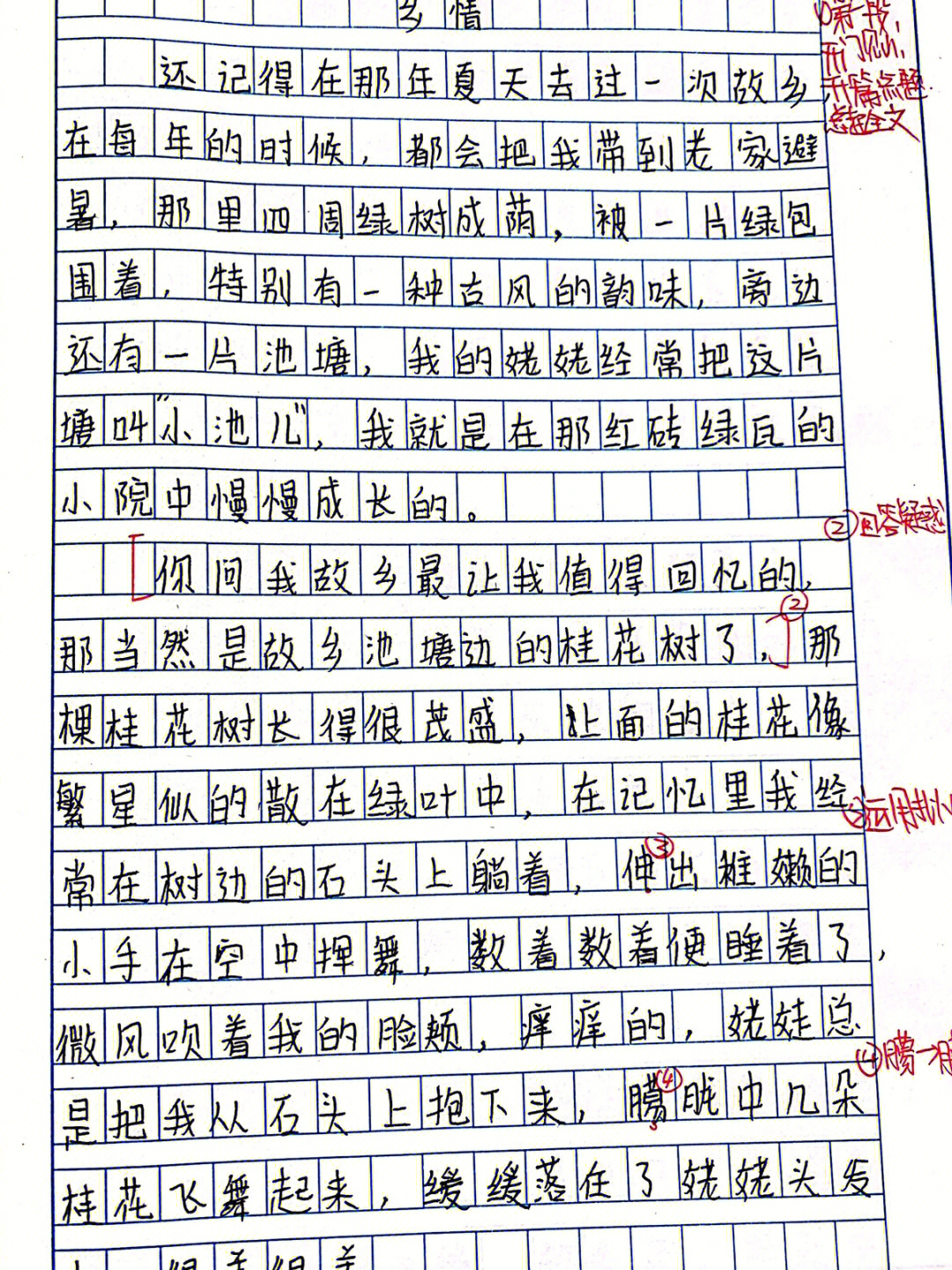 乡情作文600字手写图片