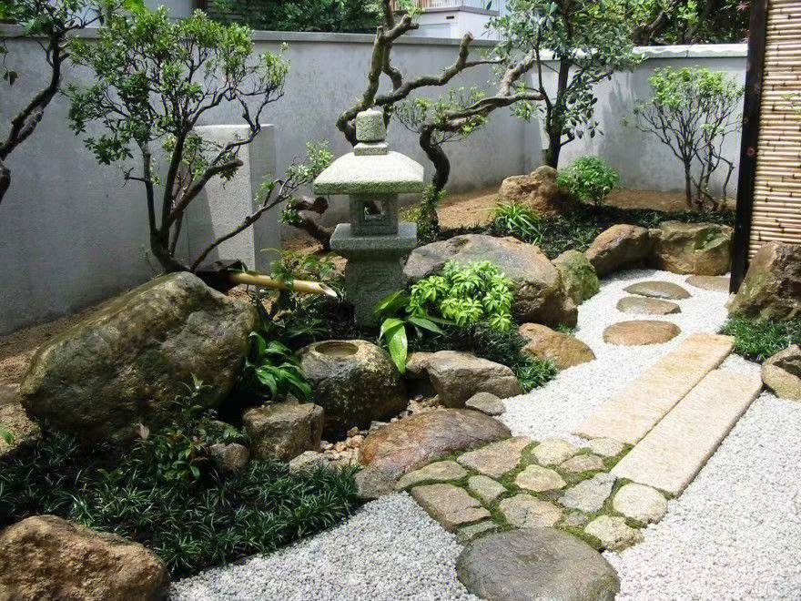 日式庭院石头摆放图片