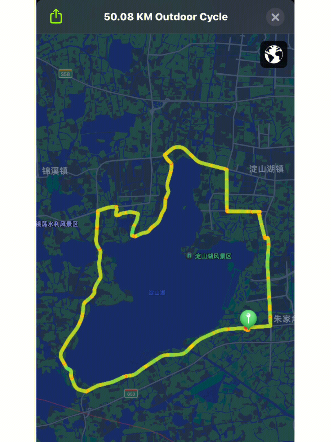 淀山湖环湖骑行路线图片