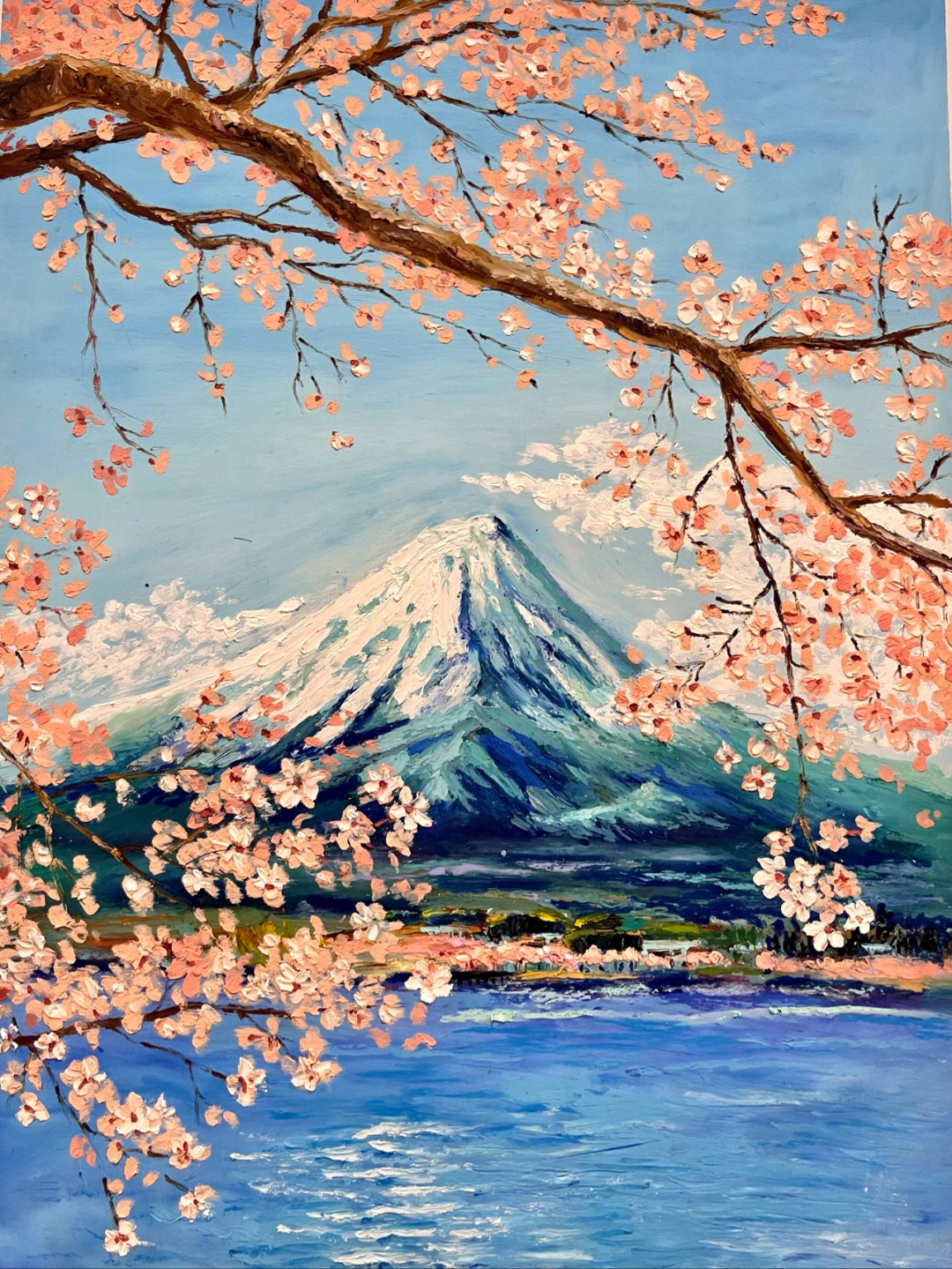 富士山画 水粉画图片
