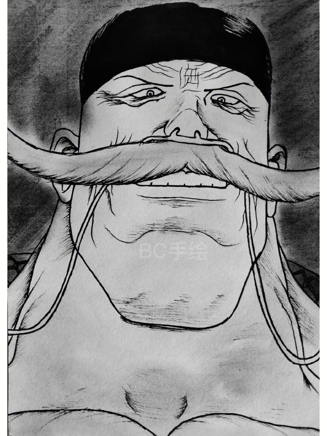 海贼王素描白胡子图片