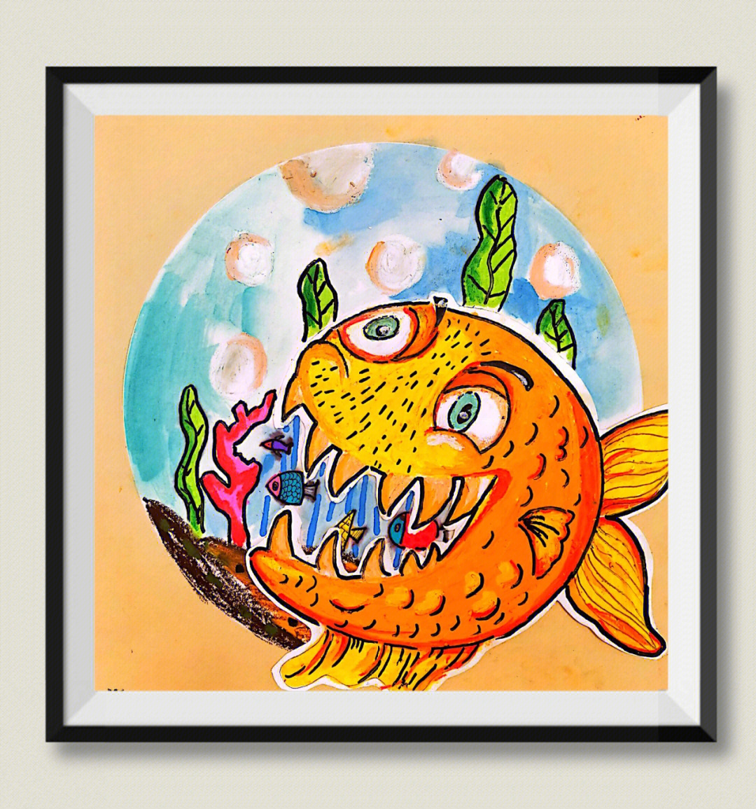 食人鱼素描画图片