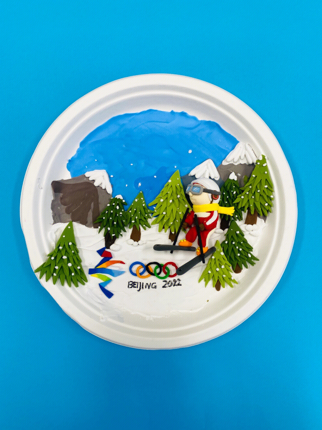 冬奥运动员粘土作品图片