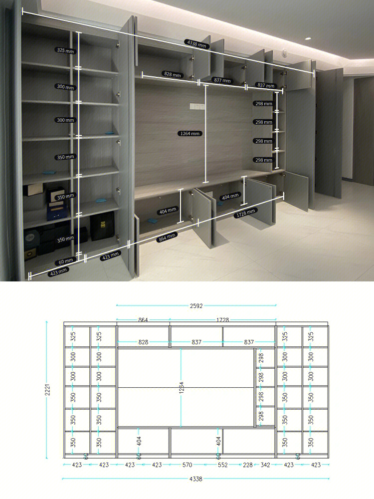 满墙电视柜厚度图片