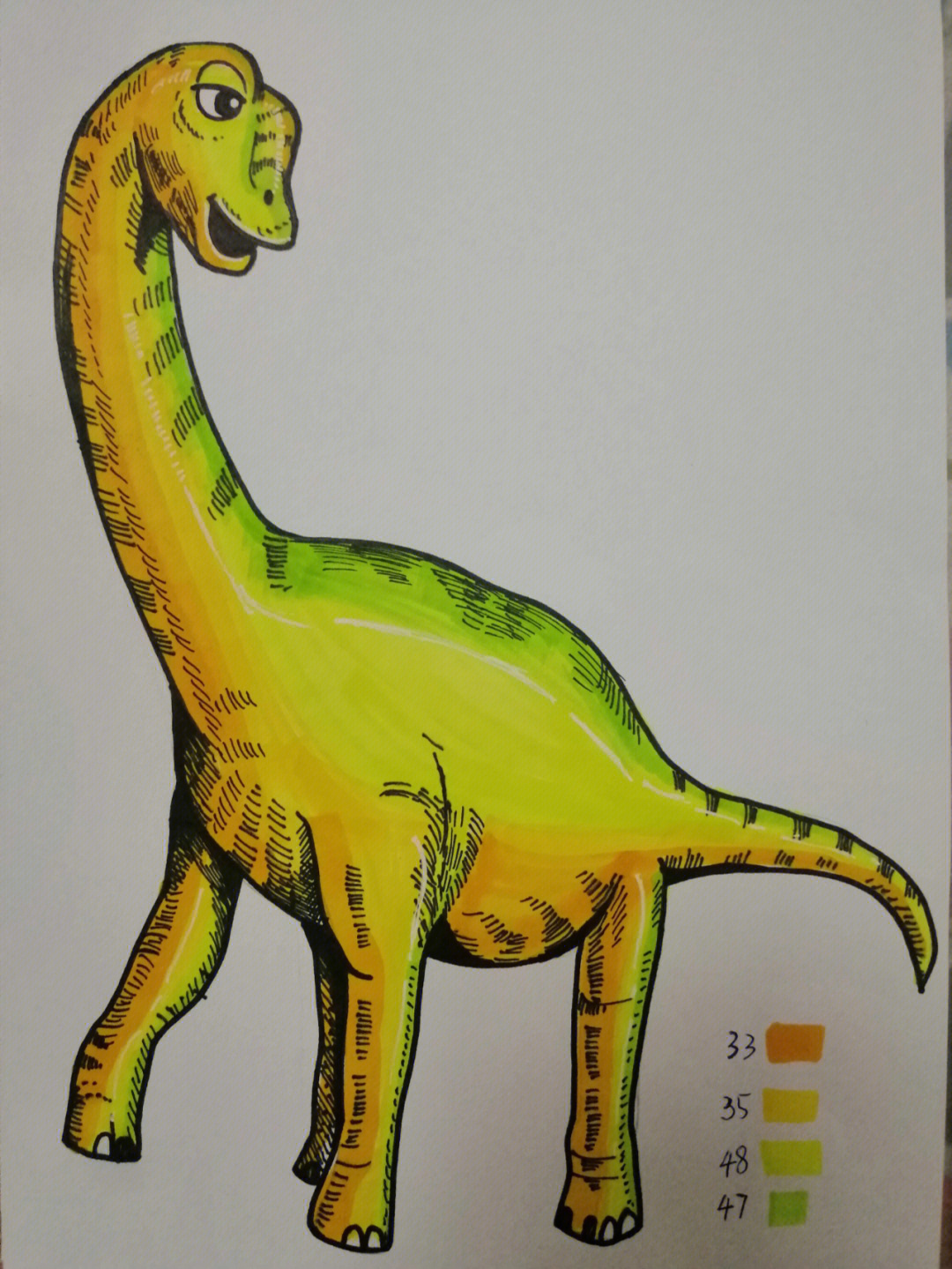 少儿美术马克笔手绘恐龙素材分享