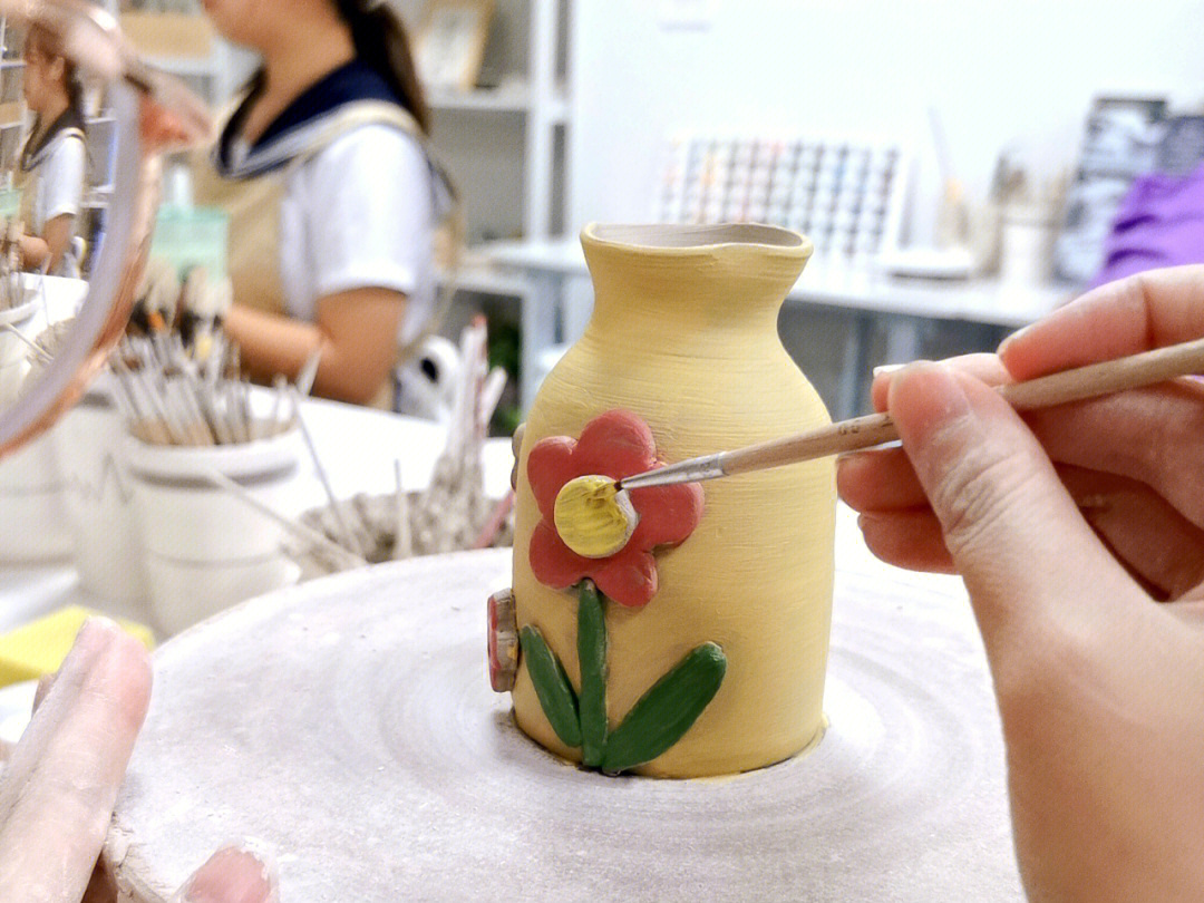 花瓶陶艺diy简单图案图片