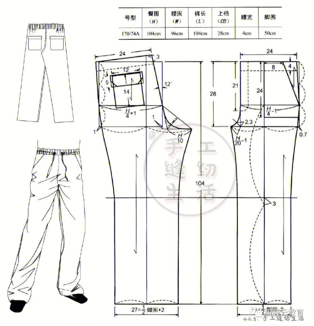 各种裤子制版纸样图图片