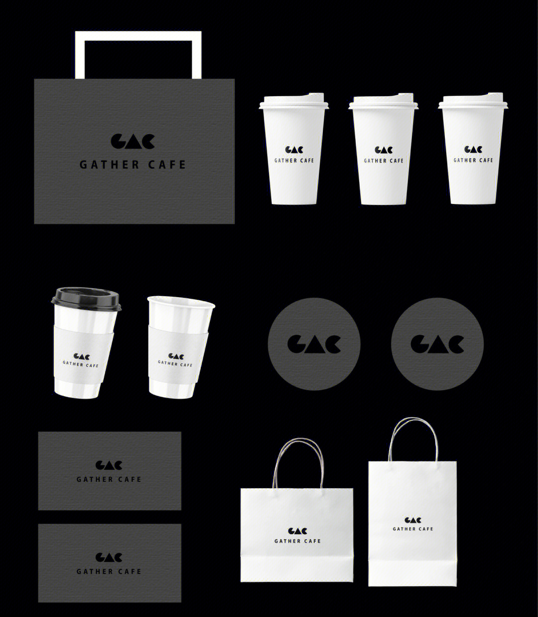 高级的黑白灰咖啡店logo及vi设计原创设计