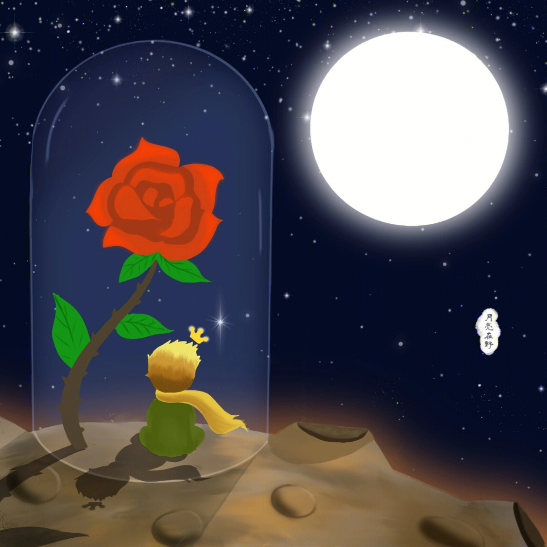 原创插画小王子与玫瑰绘画过程09